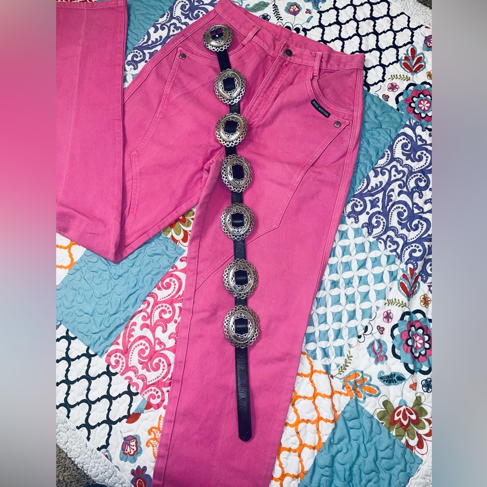 Hot pink vintage Barbie Rockies/rocky mountain high waisted jeans